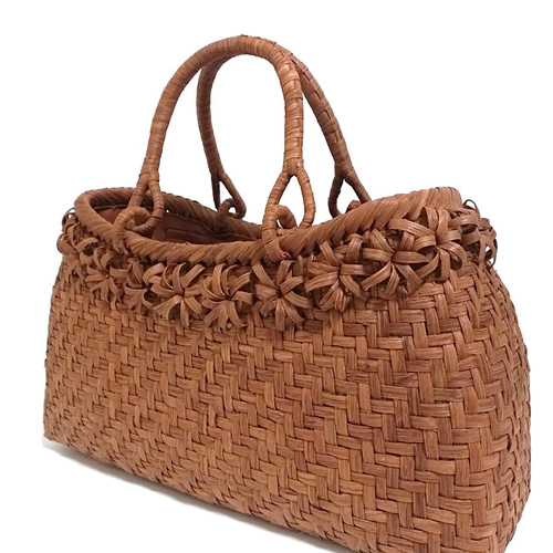 山葡萄バッグ和風立体は花 山葡萄バッグ和風一段立体花 かごバッグ 山葡萄バッグ魅力 通販