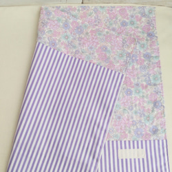 ランチョンマット・35㎝×45㎝　花とリボン柄（薄紫）【入園入学　女の子】 2枚目の画像