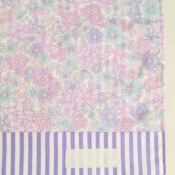 ランチョンマット・35㎝×45㎝　花とリボン柄（薄紫）【入園入学　女の子】 5枚目の画像