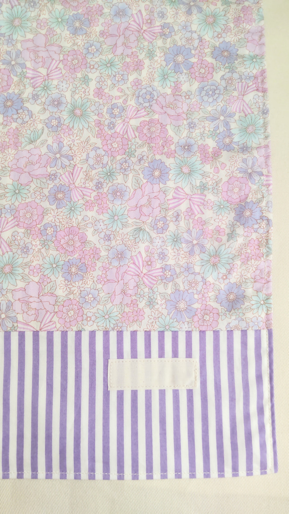 ランチョンマット・35㎝×45㎝　花とリボン柄（薄紫）【入園入学　女の子】 5枚目の画像