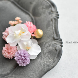 こども和装　優しい色合いデンファレの髪飾り　子供　ヘッドアクセ　七五三　袴　着物 4枚目の画像