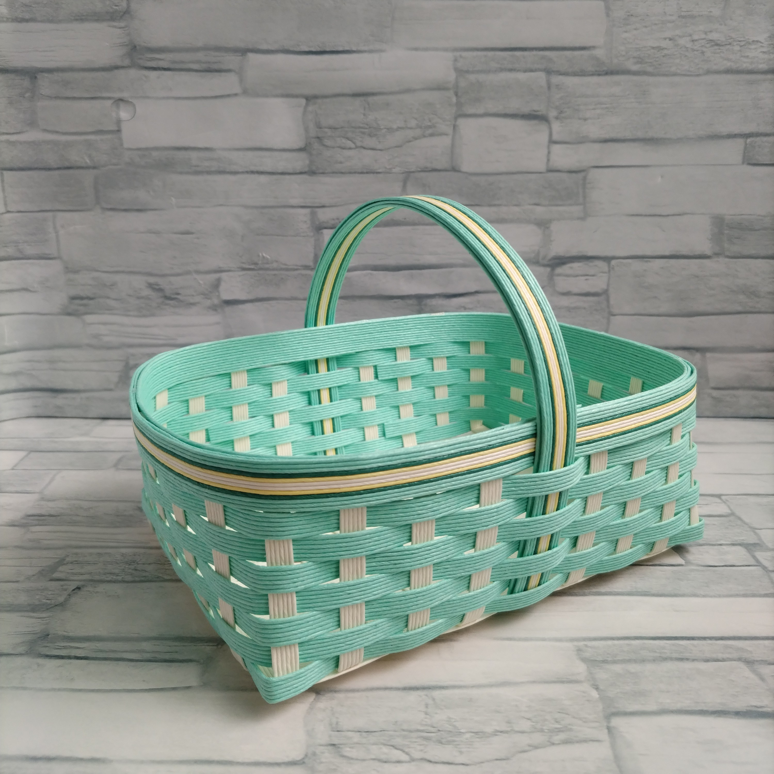小さめ収納かご ミントグリーン 《クラフトバンド》 【Co】