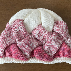 手編み　ぽってり可愛い　カラフルコットン帽子　ケア帽子　 7枚目の画像