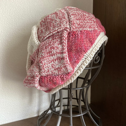 手編み　ぽってり可愛い　カラフルコットン帽子　ケア帽子　 4枚目の画像