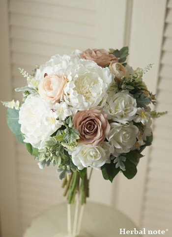 ※値下げ　ブーケ ナチュラル ボタニカル 白　造花 ブーケ　ウエディング　結婚式 造花＊ウェディングブーケ】PB-222 ナチュラル ボタニカル クラッチ