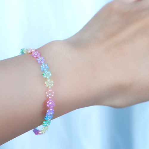 ☆送料無料☆ビーズブレスレット♡レインボー/韓国アクセサリー/虹/夏