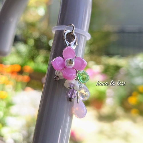 お花のアンブレラマーカー　チャーム umbrella charm】 アンブレラマーカー お花 天然石 チャーム 大人