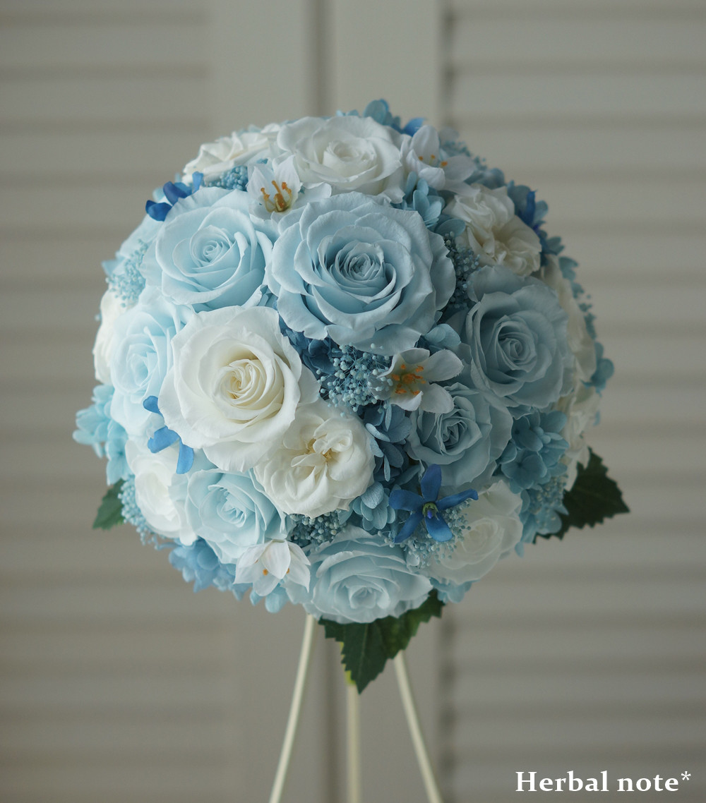 【オーダーメイド＊ウェディングブーケ】PB-225　プリザーブドフラワー　ラウンドブーケ　ブルースター