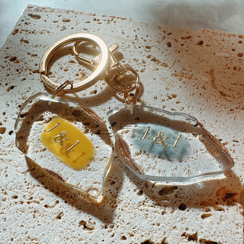 全9色【名入れデザインチャーム】席札 キーホルダー キーリング ペア