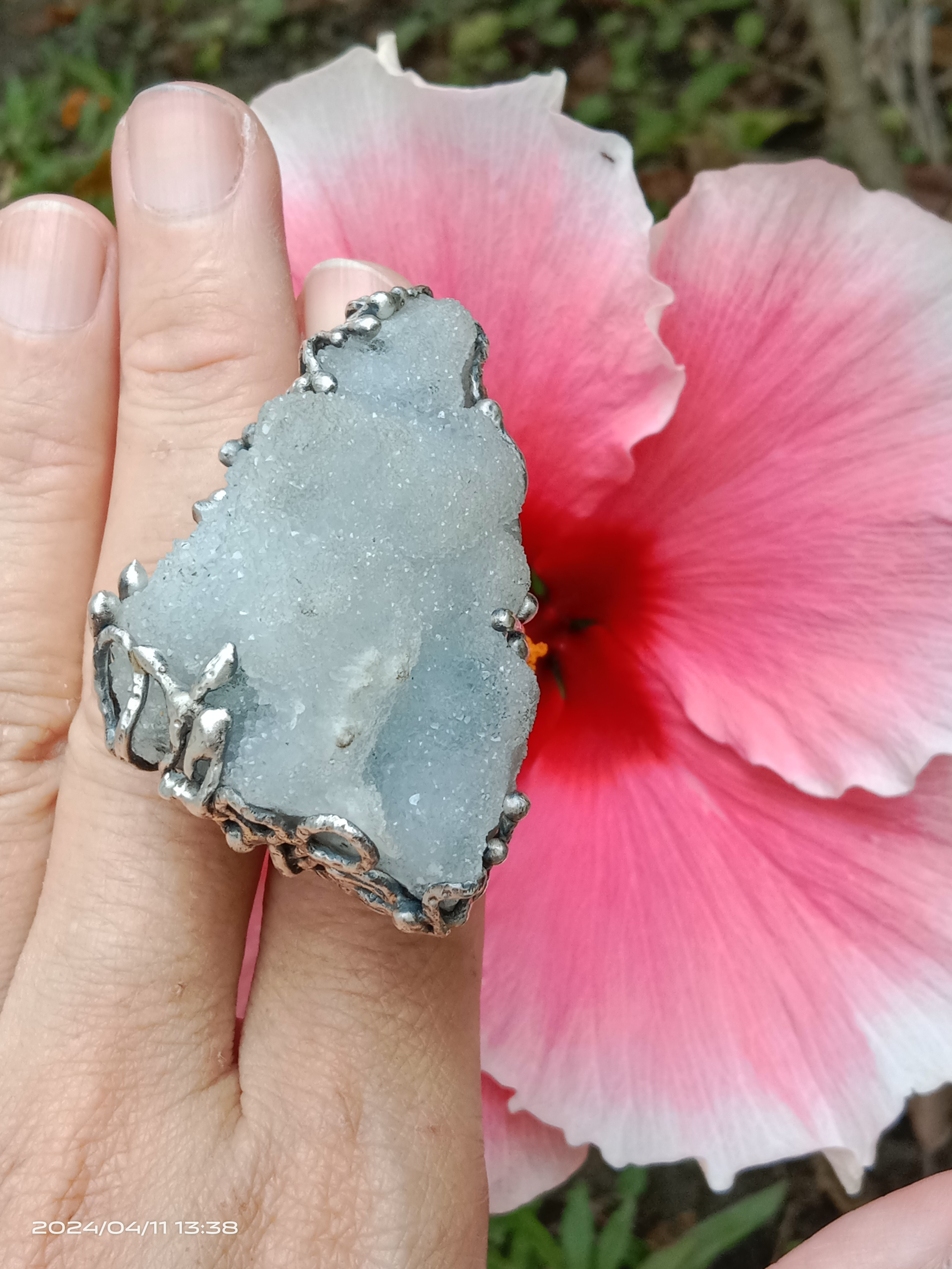 ブルーカルセドニー ミネラル シルバー リング ～「雲」～ ブルーカルセドニー ミネラル シルバー リング