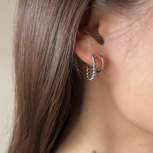 ステンレス つけっぱなしOK スパイラル キャッチレス フープ