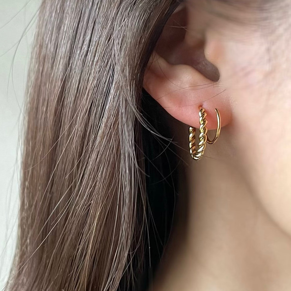 ステンレス つけっぱなしOK スパイラル キャッチレス フープ ステンレス つけっぱなしOK スパイラル キャッチレス フープ