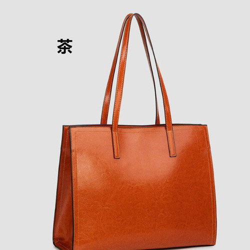 通勤に最適ショルダ一|韓国風のオイルワックス牛革|トートバッグ