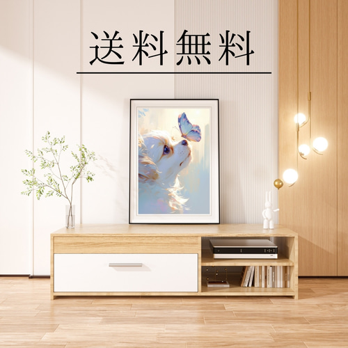 蝶犬戯舞 - チワックス犬の子犬 No.3】春・蝶・子犬・アート