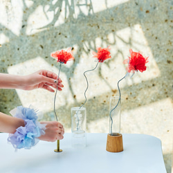自由に曲げて空間にとける咲き編みの花｜大きいカーネーション｜レッド 6枚目の画像