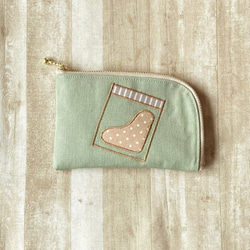 お薬L字ファスナーポーチ【ピスタチオ】 2枚目の画像