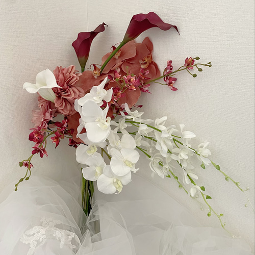 ウェディングブーケ　アーティフィシャルフラワーブーケ　胡蝶蘭　テラコッタ 79b39c486587251cd00a5b2edc1d42