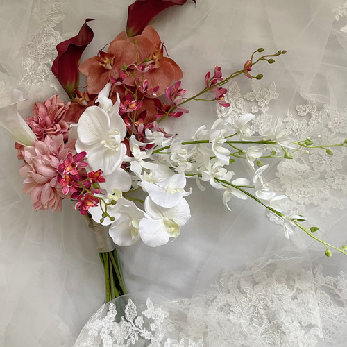 ウェディングブーケ　アーティフィシャルフラワーブーケ　胡蝶蘭　テラコッタ c899ba4c86d187c3ed0fbd3be1d12a