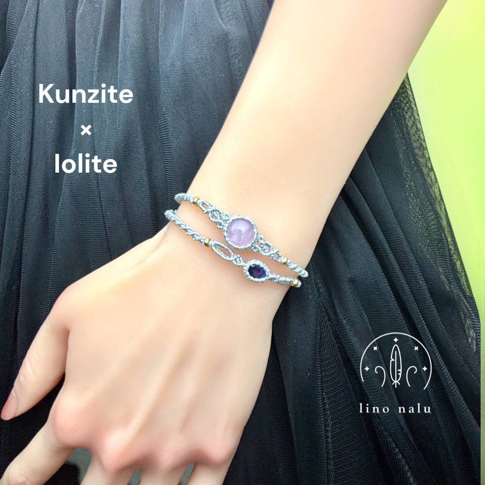 誕生石マクラメブレスレット✨クンツァイト&アイオライト