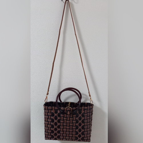 PPバンドかごバッグ 黒×焦げ茶 かごバッグ michael-mama 通販 17593127