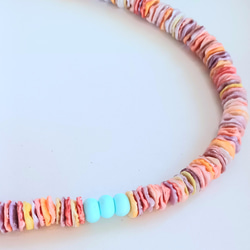 ひとめぼれカラフルシェルネックレス ターコイズブルー シェルピアスと