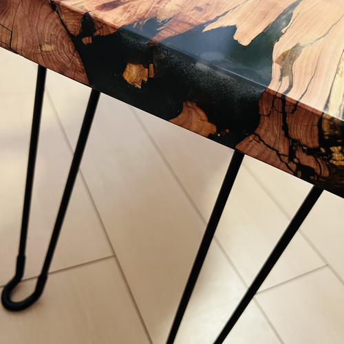 ローテーブル サイドテーブル レジンテーブル 折りたたみ アイアン