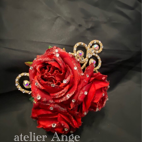 鼈甲 珊瑚 薔薇 バラ バレッタ 髪飾り ピンク グリーン オレンジ h0150556.jpg