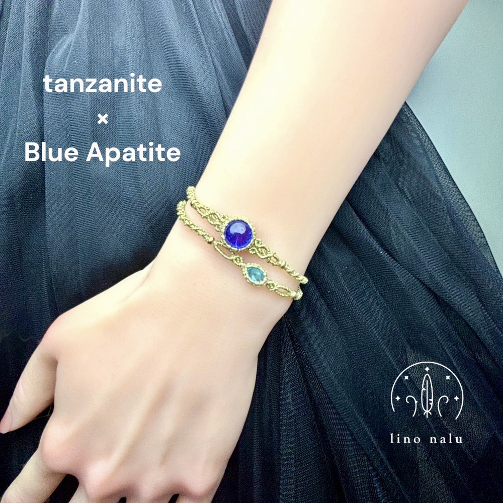 誕生石マクラメブレスレット✨タンザナイト&ブルーアパタイト