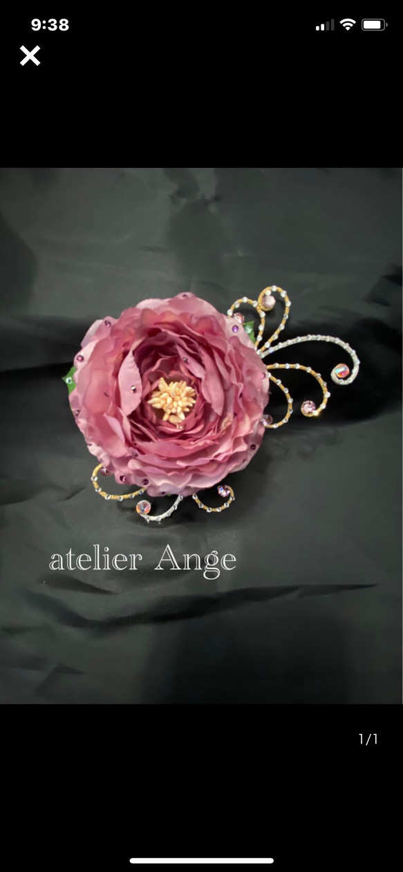 ピンクの花コサージュ、バレエ髪飾り イベント用コサージュ　高級ラインストーン 1枚目の画像