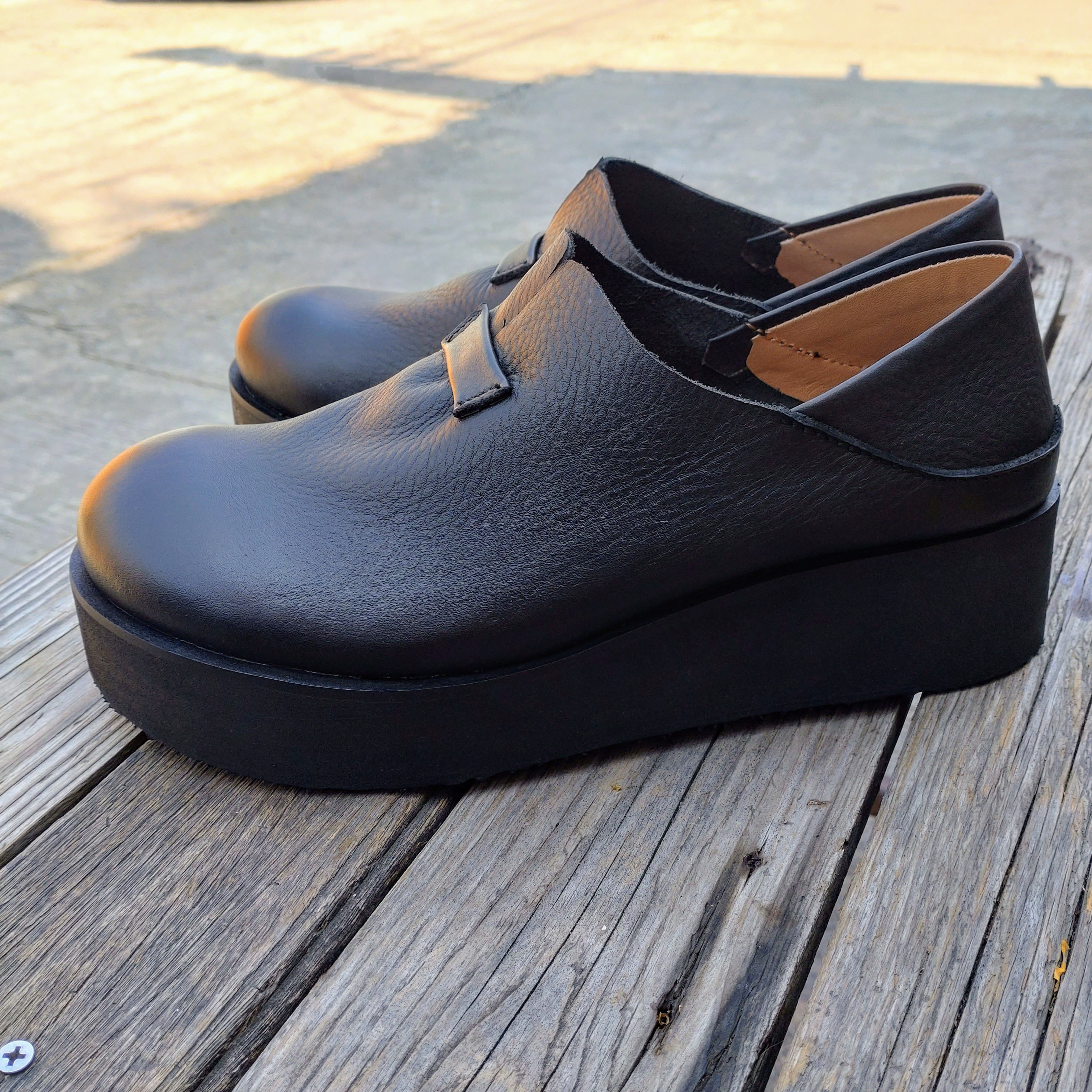 ◇厚底4.5cm◇ブラック◇超軽量215g◇無料サイズ調整◇色変更可◇レディース◇本革◇中敷ブラウン◇ 9,933円