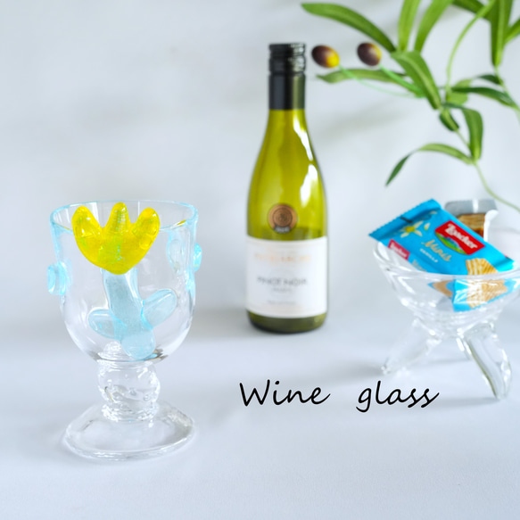 チューリップのワイングラス/スカイブルー＆レモン 1枚目の画像