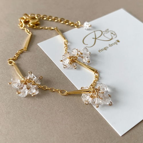 ハーキマーダイヤモンド（トリプルシャ・ラ・ラ） 16kgpブレスレット ✴︎ワンランク上の輝きを✴︎ ハーキマーダイヤモンド（トリプルシャ