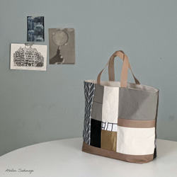 〈一点もの〉cut cloth bag トート/beige & gold No.3 1枚目の画像