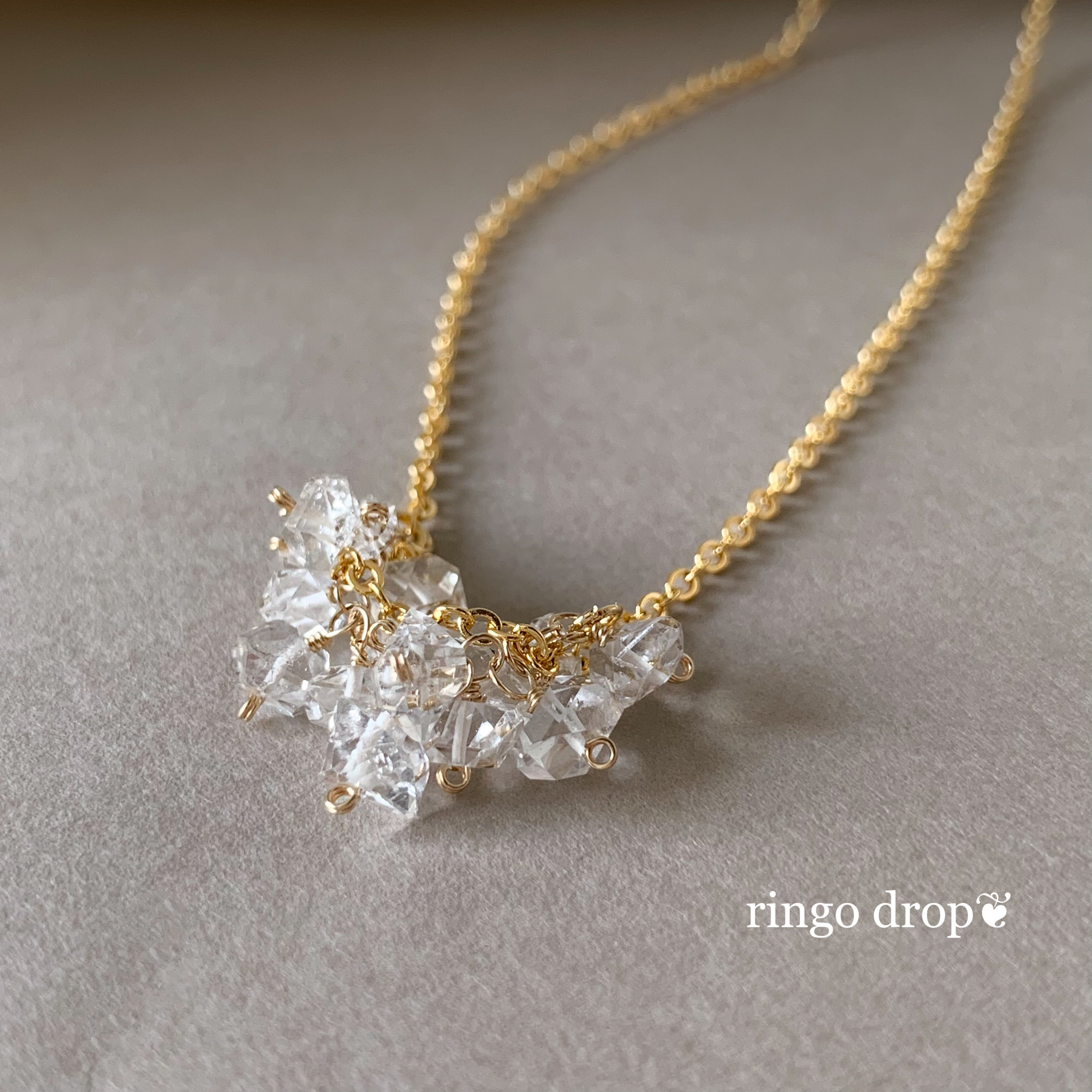 ✴︎ワンランク上の輝きを✴︎ ハーキマーダイヤモンド（シャ・ラ・ラ） 16kgpネックレス