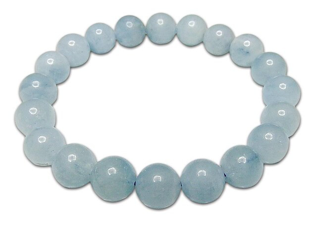 AAA+キャンディーブルー アクアマリンブレスレット約9.5mm天使の石極美天然石3月の誕生石