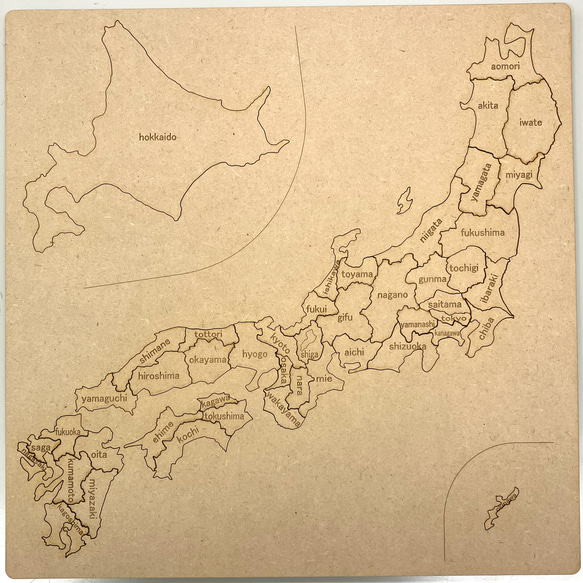 レーザー加工機で作った木製日本地図パズルⅡ・ローマ字【MDF】 その他