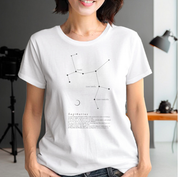 tシャツ　Tシャツ　星座Tシャツ　かわいいＴシャツ　半袖Tシャツ　プレゼント　おしゃれTシャツ　白ティー 2枚目の画像