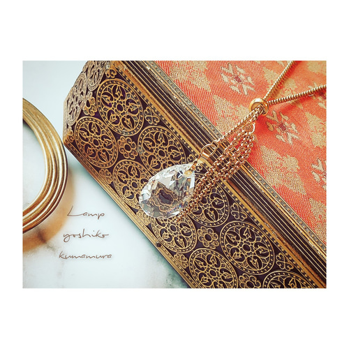 ティアドロップ クリスタル スライダー ネックレス ステンレス