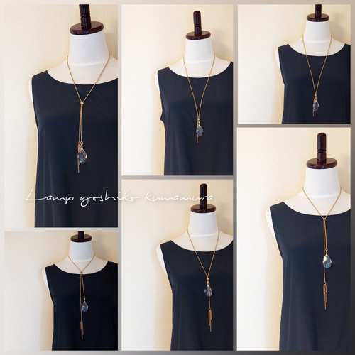 ティアドロップ クリスタル スライダー ネックレス ステンレス