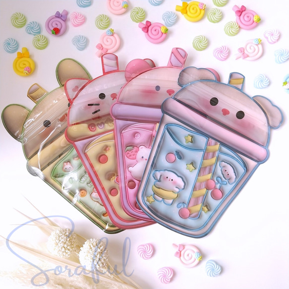 8枚】3D風 ドリンク ジップロック ジッパーバッグ キャンディーバッグ