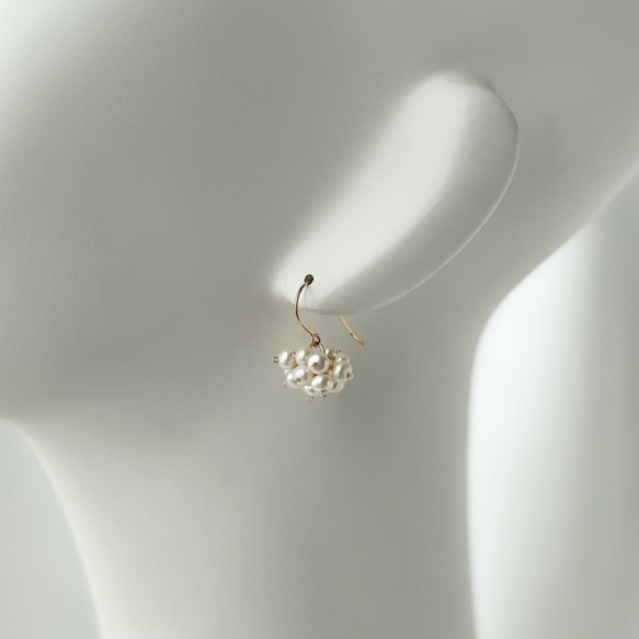 14kgf ホワイト淡水パール - Pearl Pierce/Earring 2枚目の画像