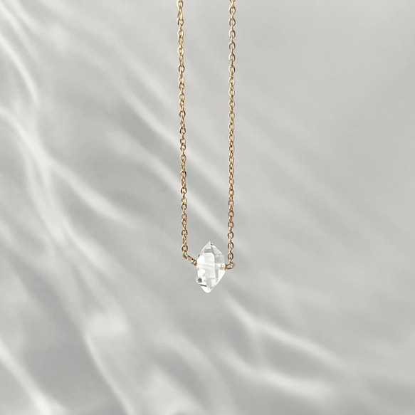 14kgf ハーキマークォーツ - Herkimer Diamond Quartz Necklace 6枚目の画像