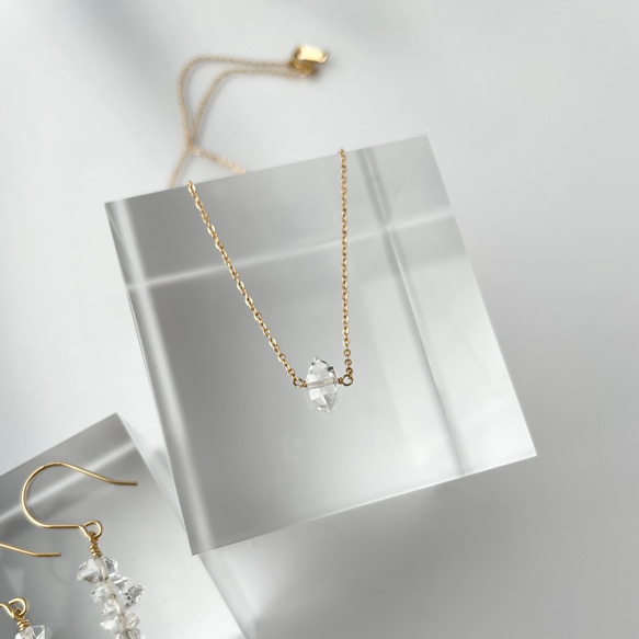 14kgf ハーキマークォーツ - Herkimer Diamond Quartz Necklace 7枚目の画像