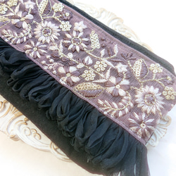 インド刺繍リボン バッグにつけられるメガネケース ♡ ペンケース フラットポーチ 2枚目の画像