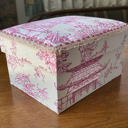 カルトナージュ(中)裁縫箱　中国風柄でステキ‼︎ 大きさも使いやすい‼︎レース、ビーズアンティーク 10枚目の画像