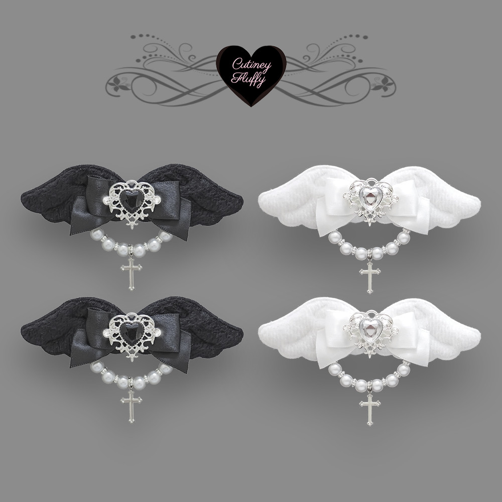 ⓝⓔⓦ【リボン付き天使の羽】ベビーヘアクリップ キッズヘアクリップ