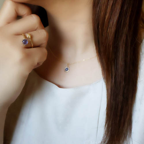 ブルーダイヤモンドネックレス指輪2点セット