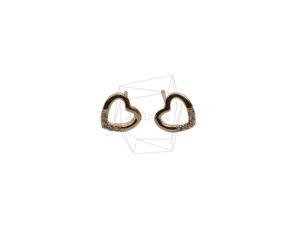 ERG-2657-G【2個入り】キュービックハートピアス/Cubic Heart Post Earrings 1枚目の画像