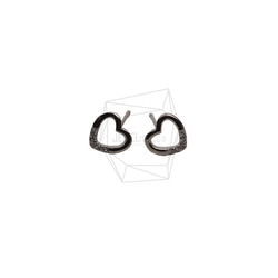 ERG-2657-R【2個入り】キュービックハートピアス/Cubic Heart Post Earrings 1枚目の画像