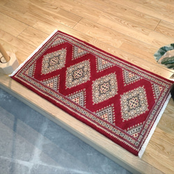 輕便可折疊手工編織地毯，巴基斯坦地毯，入口墊，部落地毯，78 x 45 厘米，手工編織地毯 第2張的照片